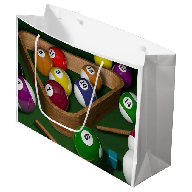Billardspiel Große Geschenktüte (Vorderseite Schrägansicht)
