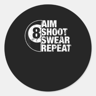 Billardspieler für den Acht-Ball-Billard Runder Aufkleber