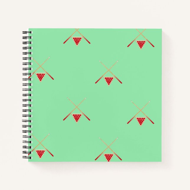 Billardtische auf Grün Notizbuch (Vorderseite)