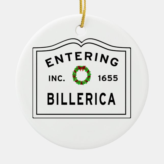 Billerica, MA Holiday Wreath Metal Ornament (Vorne)