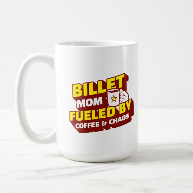Billet-Mama mit Kaffee und Chaos Kaffeetasse (Links)