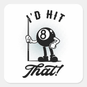 Billiard 8-Ball Lustiger Cartoon Pool Snooker Quadratischer Aufkleber
