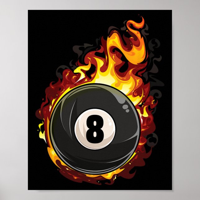 Billiard 8 Ball Player Pool Billiard Snooker Cue Poster (Vorne)