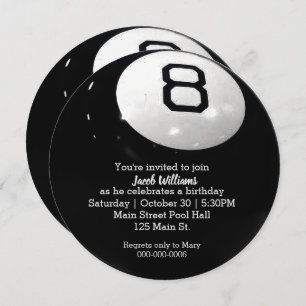 Billiard Aight Ball Birthday Invite Einladung