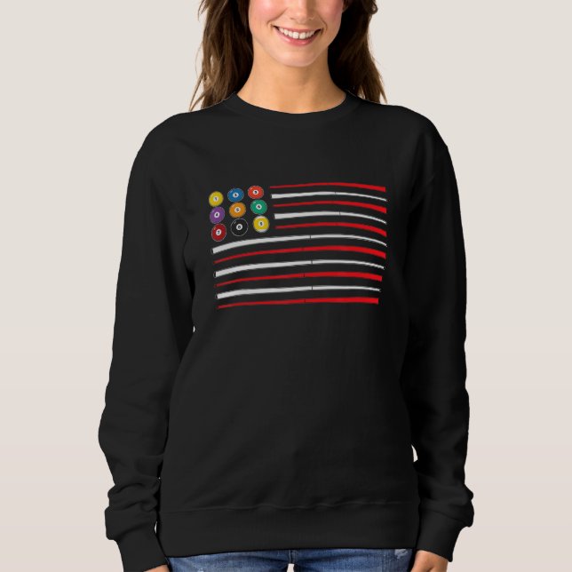 Billiard American Flag Cue Pool Balls Billiard Pl Sweatshirt (Vorderseite)