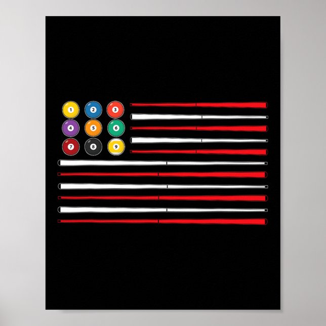 Billiard American Flag Cue Pool Billiard Player G Poster (Vorne)