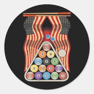 Billiard American Flag Cue Sports Snooker Pool Runder Aufkleber
