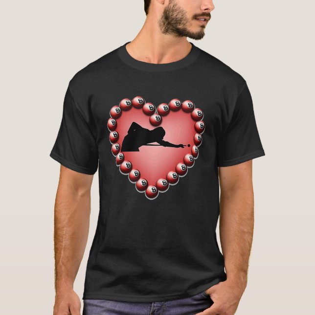 Billiard Ball Heart Valentine's Day Tees Teen Boys (Vorderseite)