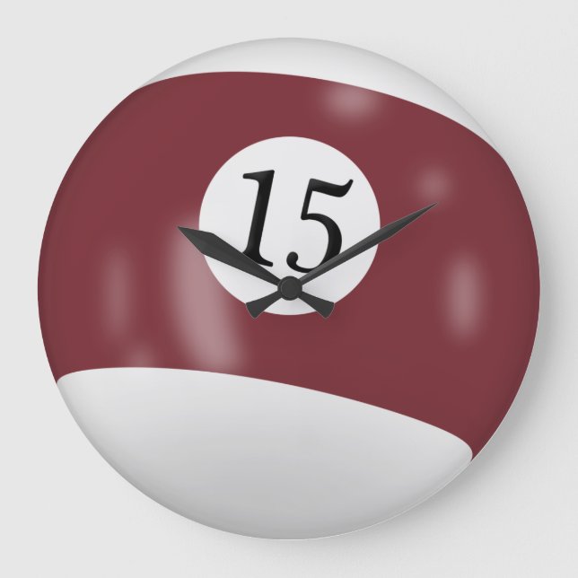 Billiard-Ball Nummer 15 Große Wanduhr (Vorderseite)