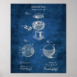 Billiard Ball Patent #2 Pool Game Room Decke Poster
