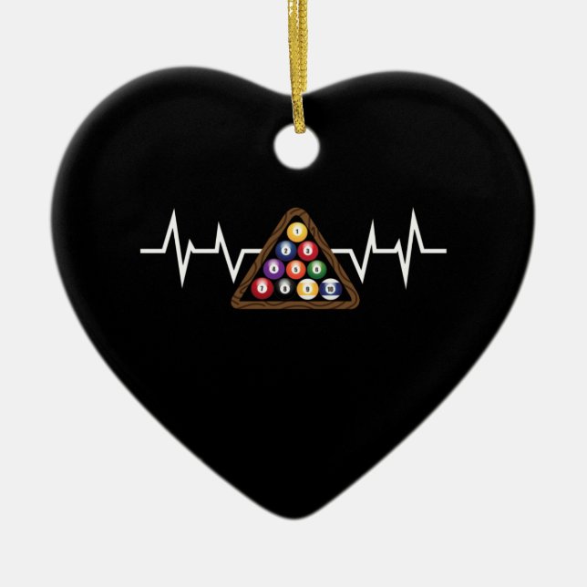 Billiard Ball Rack Heartbeat Keramik Ornament (Vorne)