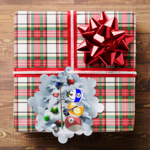 Billiard Ball Snowman Weihnachten Ornament Karte