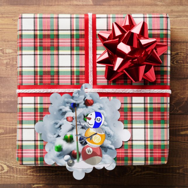 Billiard Ball Snowman Weihnachten Ornament Karte (Insitu (Geschenk))