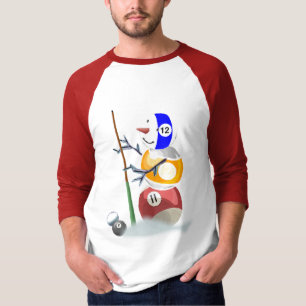 Billiard Ball Snowman Weihnachten T-Shirt