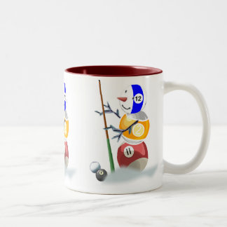 Billiard Ball Snowman Weihnachten Zweifarbige Tasse