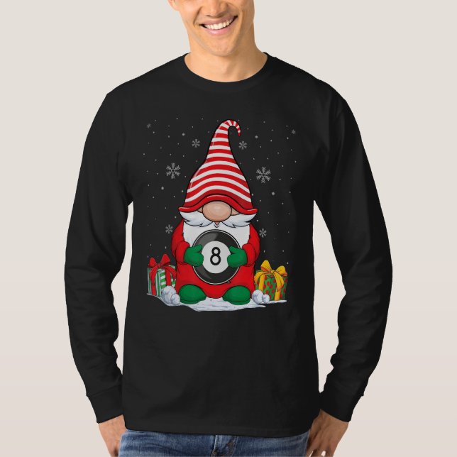 Billiard Ball Weihnachtsgnomes Niedlich Billiard B T-Shirt (Vorderseite)