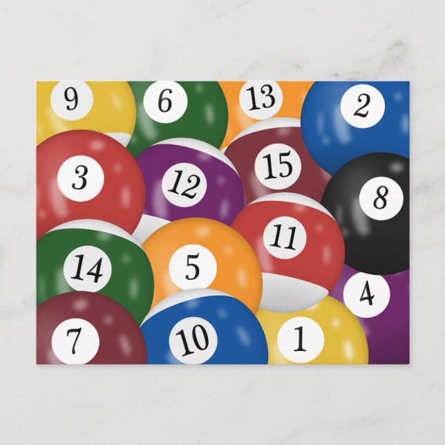 Billiard Balls 20. Geburtstagsparty Postcard Postkarte (Vorderseite)