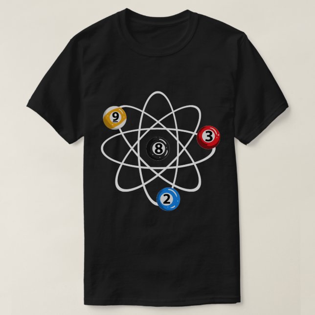 Billiard Balls 2 3 8 9 Atom Design Billiard Player T-Shirt (Design vorne)