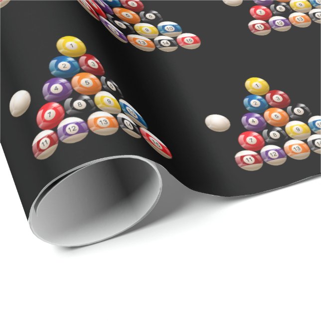 Billiard Balls auf schwarz Geschenkpapier (Rolleneckpunkt)