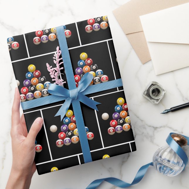 Billiard Balls auf schwarz Geschenkpapier (Schenken)