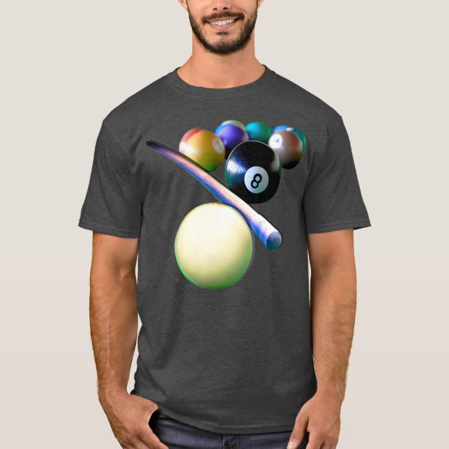 Billiard Balls Cue Snooker Pool Player T-Shirt (Vorderseite)