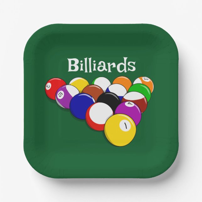 Billiard Balls Designpapierplatte Pappteller (Vorderseite)