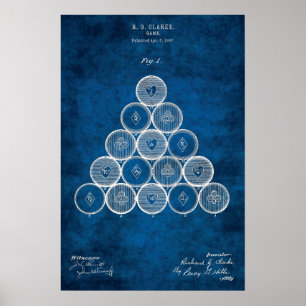 Billiard Balls Patent Art #1 Pool Room Decke Poster