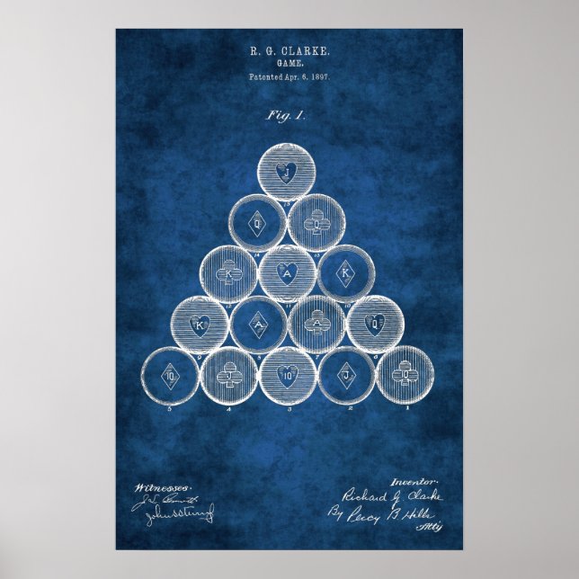 Billiard Balls Patent Art #1 Pool Room Decke Poster (Vorne)