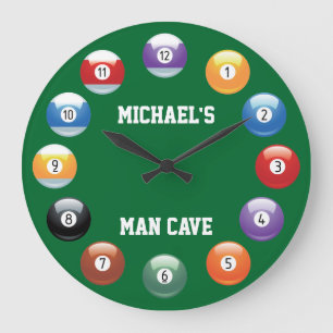 Billiard Balls Personalized Wall Clock Große Wanduhr