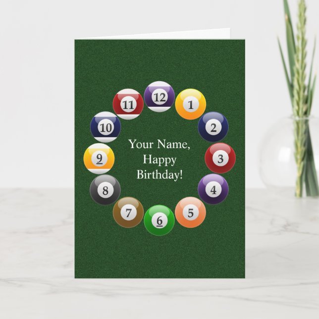 Billiard Balls Shiny farbenfroher Pool Snooker Spo Karte (Vorderseite)