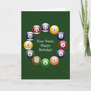 Billiard Balls Shiny farbenfroher Pool Snooker Spo Karte