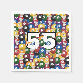 Billiard Balls zum 55. Geburtstag Serviette