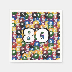 Billiard Balls zum 80. Geburtstag Serviette