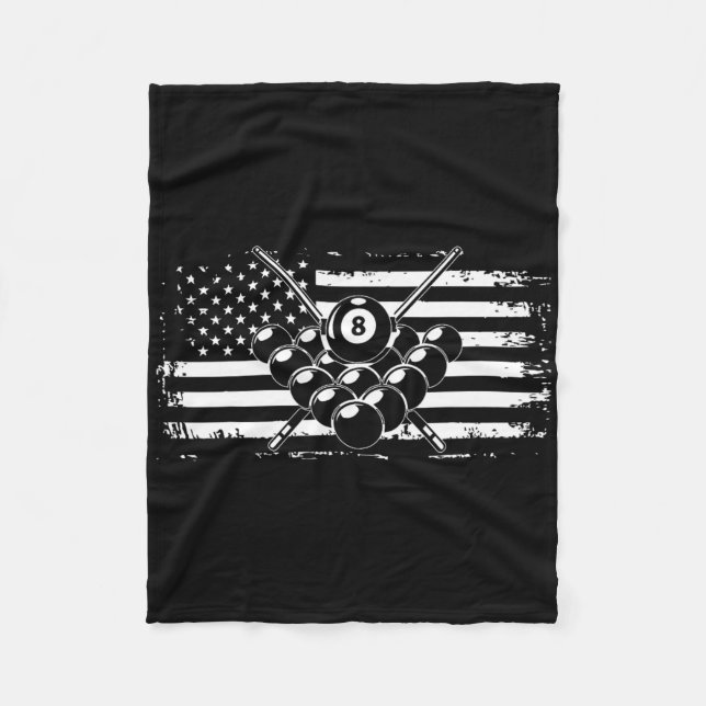 Billiard Billiards American Flag Geschenk Fleecedecke (Vorderseite)