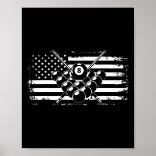 Billiard Billiards American Flag Geschenk Poster
