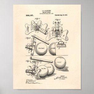 Billiard Bridge 1910 Patent Art - Old Peper Poster