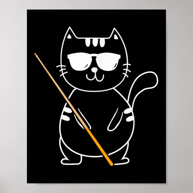 Billiard Cat - Billiard Player Billard 8-Ball Pool Poster (Vorne)