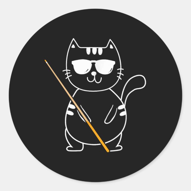 Billiard Cat - Billiard Player Billard 8-Ball Pool Runder Aufkleber (Vorderseite)