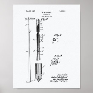 Billiard Cue 1928 Patentart - Weißbuch Poster