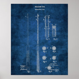 Billiard Cue Patent Blueprint no 4 Pool Room Art Poster