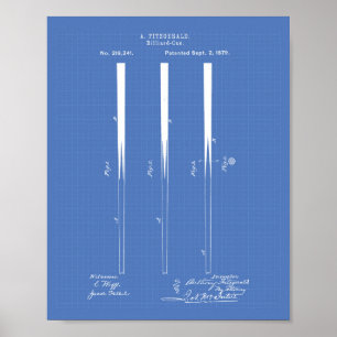Billiard Cues 1879 Patentart - Blueprint Poster