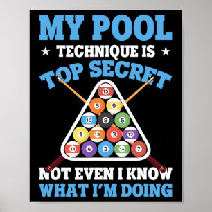 Billiard Funny Pool Player Meine Schwimmbadtechnik Poster