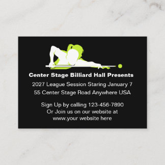 Billiard Hall Promotional Business Cards  Visitenkarte