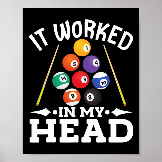 Billiard hat in meinem Kopf Pool Billiards Playe f Poster (Vorne)