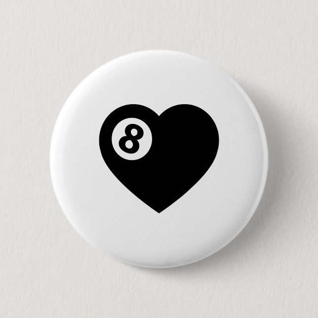 Billiard Heart Liebe Pool Player Valentine Poll Ba Button (Vorderseite)
