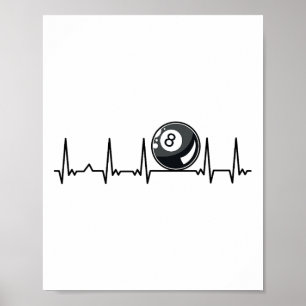 Billiard Heartbeat Snooker Pool Chalk Billiard Pla Poster