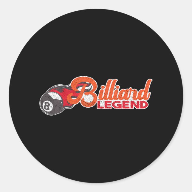 Billiard Legend 8 Ball Snooker Pool Billard Runder Aufkleber (Vorderseite)