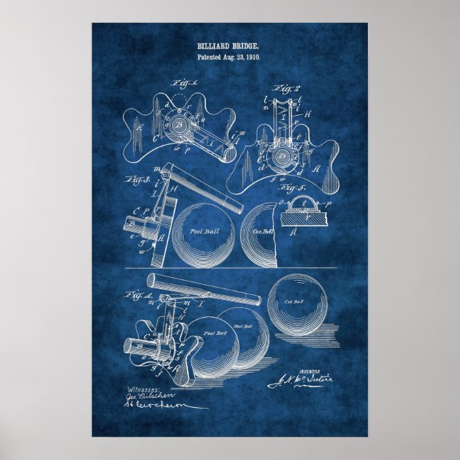 Billiard Patent Art #14 Pool Room Decor Poster (Vorne)