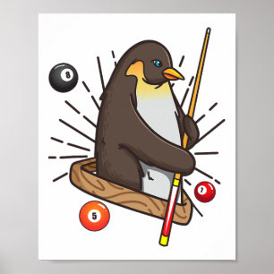 Billiard Penguin Hustler Pool Shirts Girls's Snook Poster