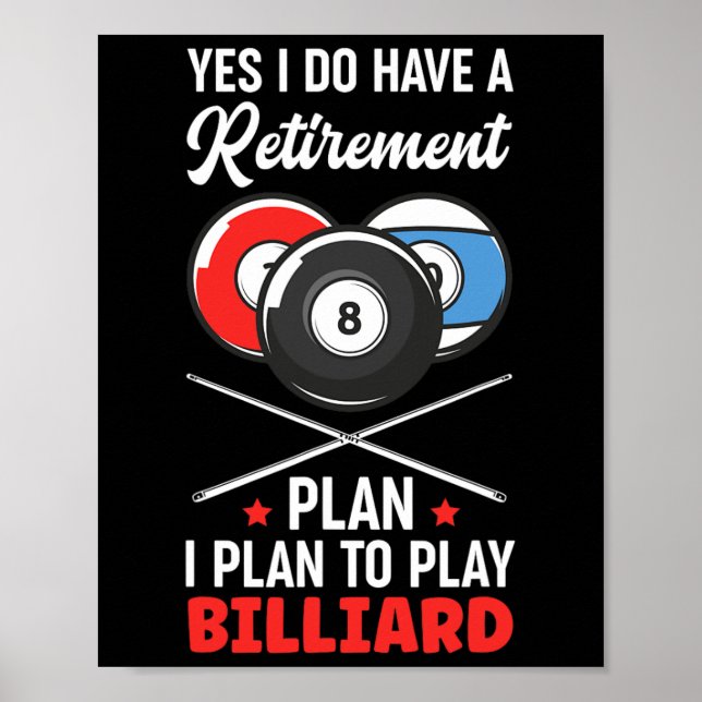 Billiard-Pensionsplan Billiard Snooker Ball Poster (Vorne)